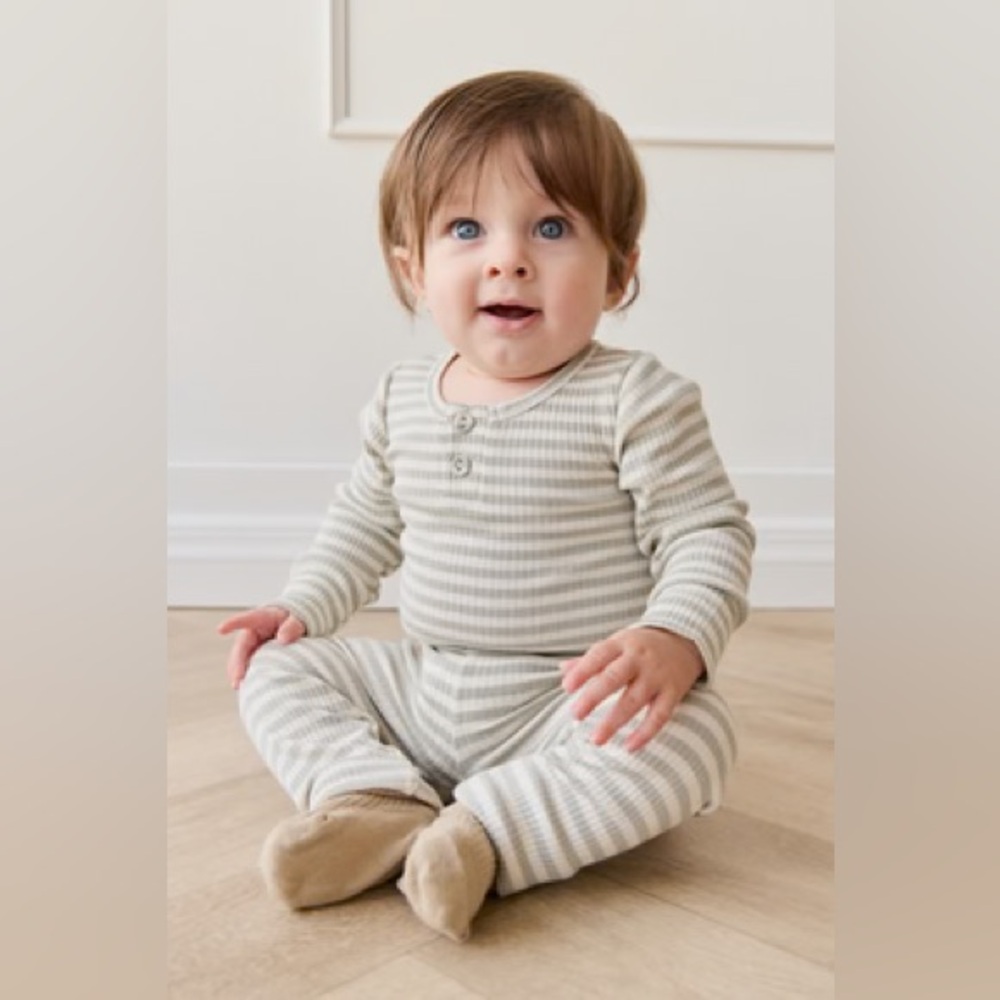 Jamie Kay Organic Cotton Modal Frankie Set Beige Stripe 6-9M Baby